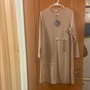 Tan Sheath Long Sleeve Dress for Work